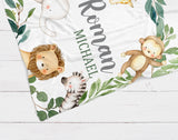Personalized Jungle Animals Baby Blanket