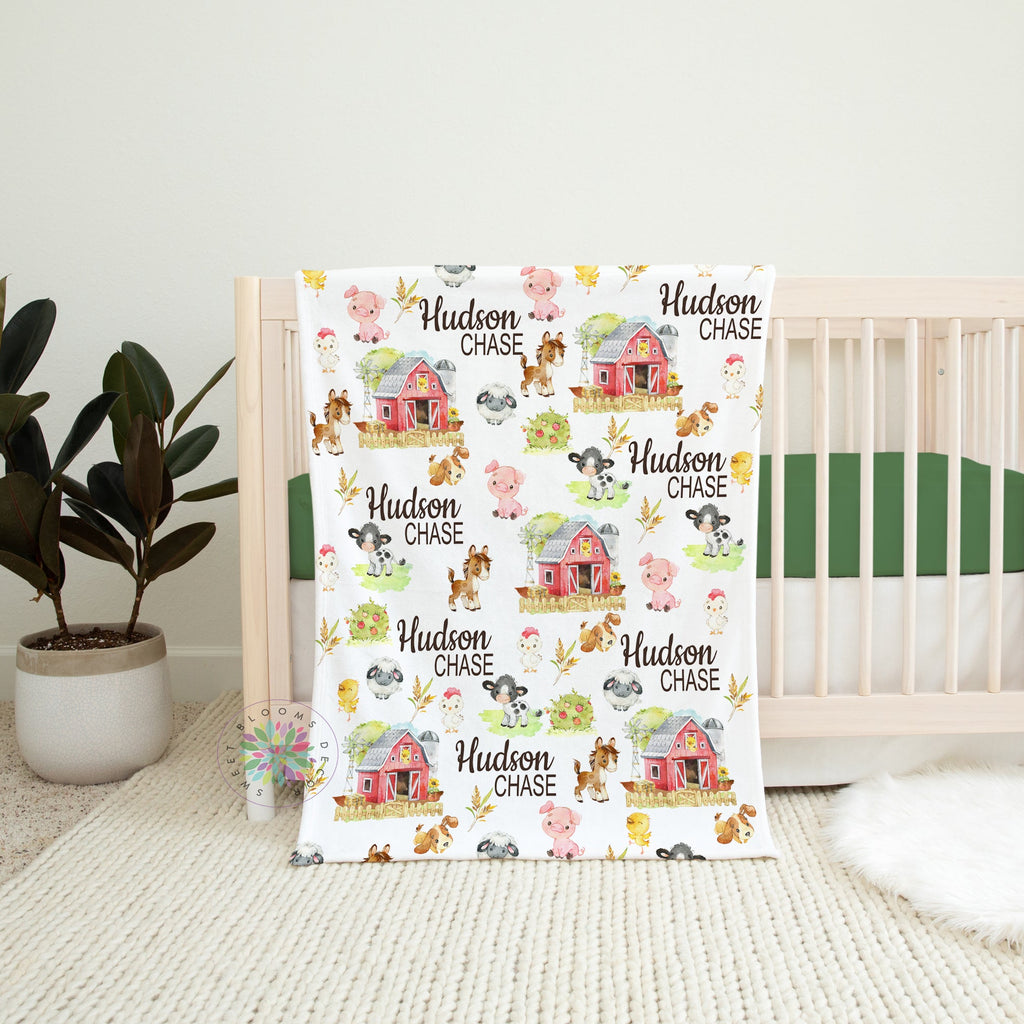Personalized Farm Animals Baby Blanket