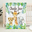 Personalized Safari Animals Blanket with Tropical Leaves