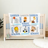 Safari Animals Sport Baby Name Blanket