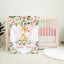 Giraffe Baby Girl Name Blanket with  Blush Pink Flowers Roses B804
