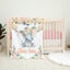 Elephant Floral Baby Girl Name Blanket, Peach Blush Pink Watercolor Flowers B1223