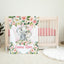 Elephants Floral Baby Blanket, Blush Pink Flowers Roses Personalized Baby Gift B1080