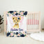 Lion Baby Girl Name Blanket, Navy Blue Blush Pink Roses Flowers Gift B1123