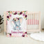 Elephant Floral Baby Girl Name Blanket, Blush Pink  Burgundy Red  Watercolor Flowers  B958