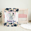 Elephant Floral Baby Name Blanke, Blush Pink Navy Flowers Personalized Gift  B1081