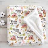 Personalized Farm Animals Baby Boy Name Blanket