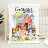 Personalized Farm Animals Baby Blanket