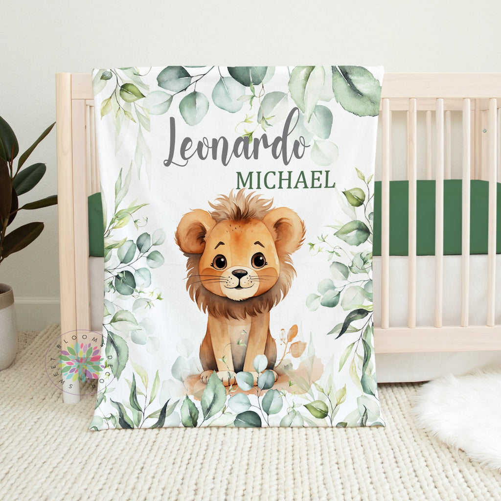 Personalized Lion Baby Boy Blanket