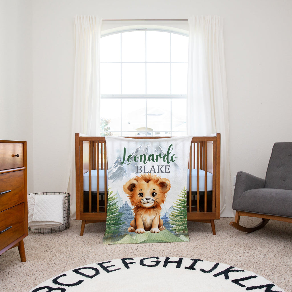 Lion Baby Boy Name Blanket