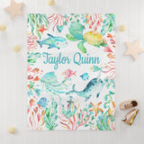 Personalized Sea Animals  Baby Blanket