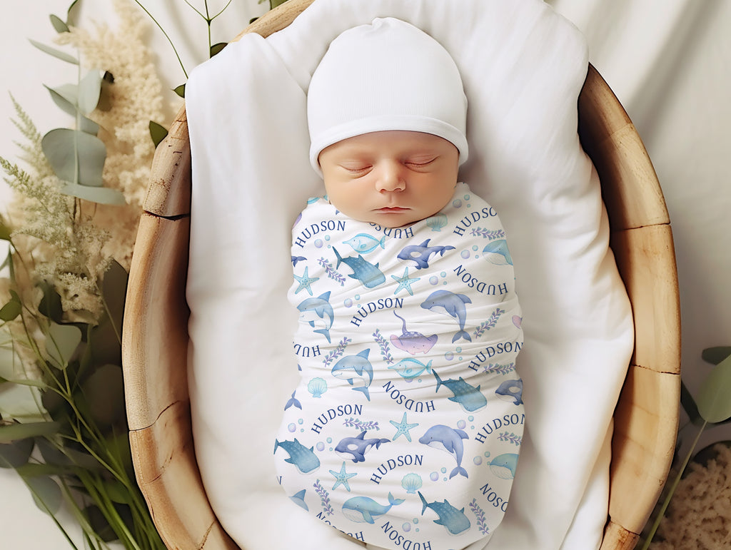 sea animals boy swaddle