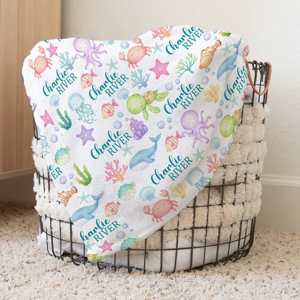 Personalized Sea Animals Baby Blanket