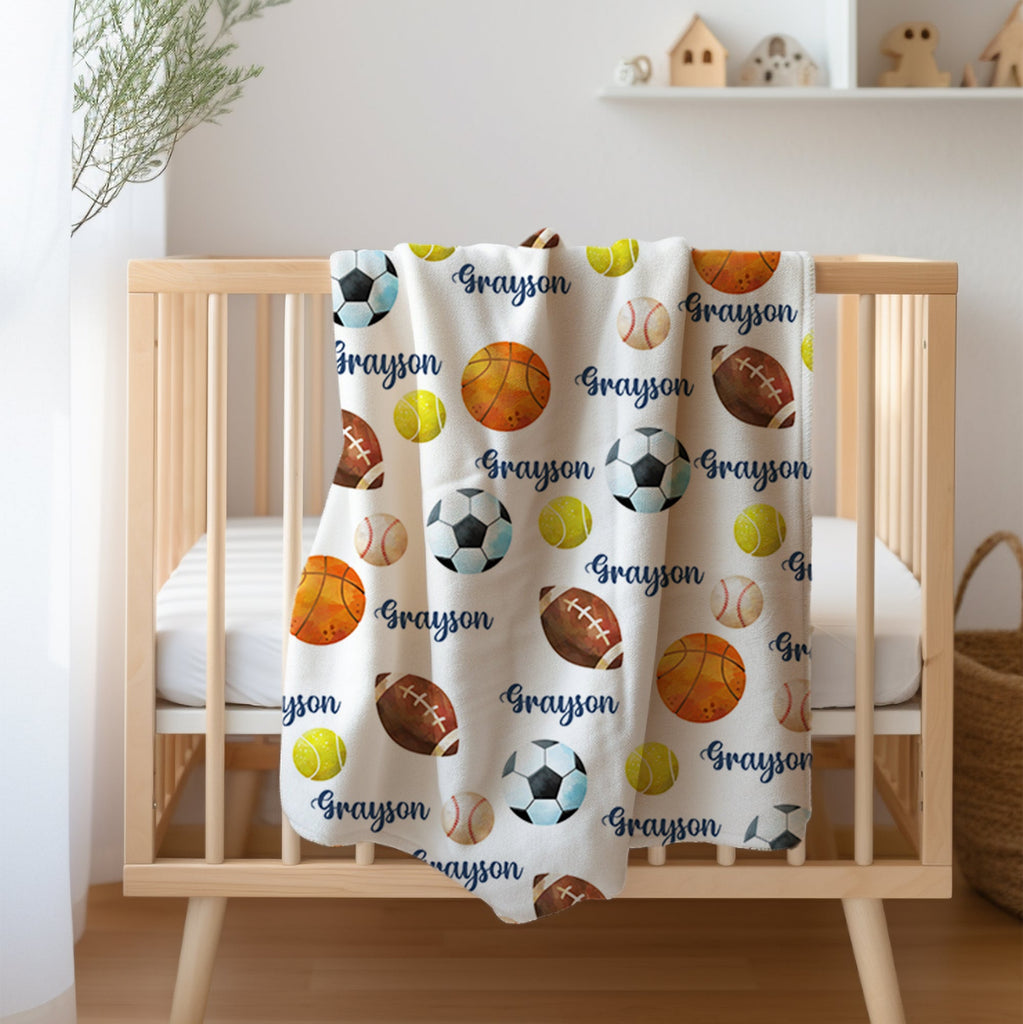 Personalized Sports Baby Name Blanket