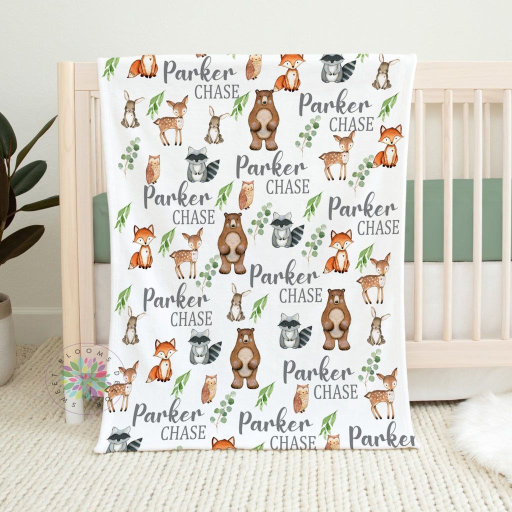 Personalized Woodland Animals Blanket