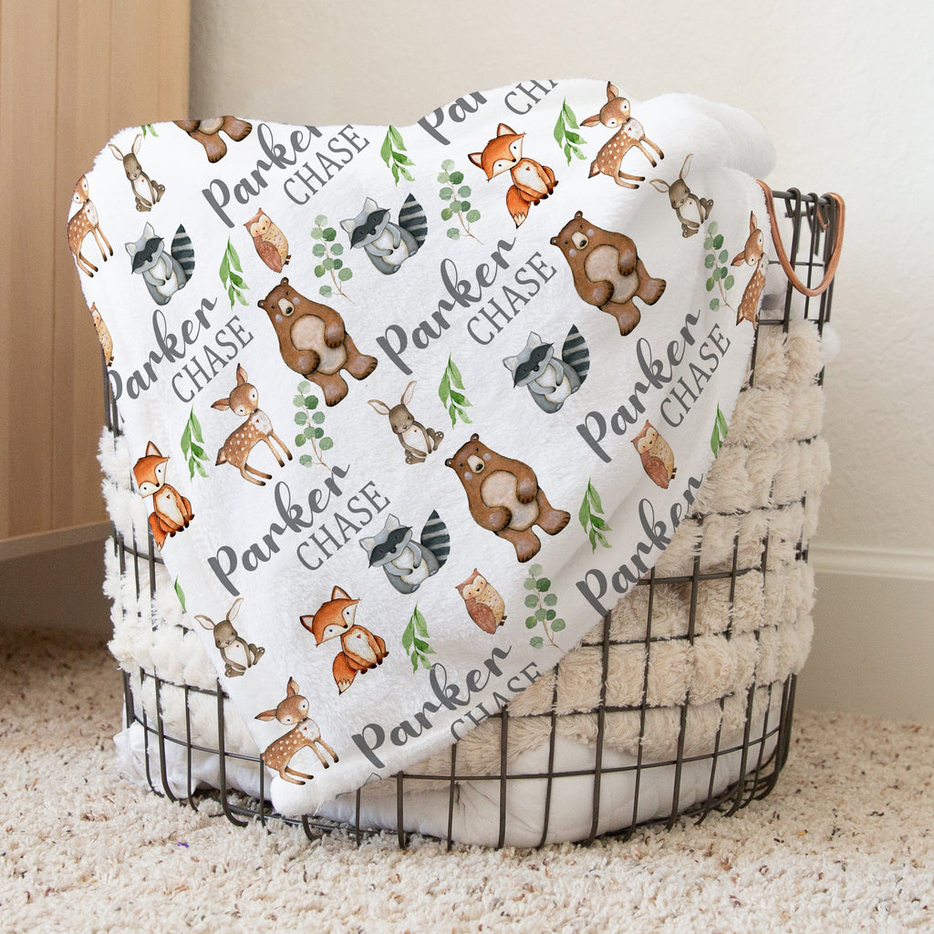 Personalized Woodland Animals Blanket