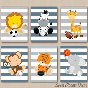 Animals Sports Nursery Wall Art Future All Star Green Gray Sports Animals Sports Decor Monogram Wall Art Football Soccer Gray C791-Sweet Blooms Decor