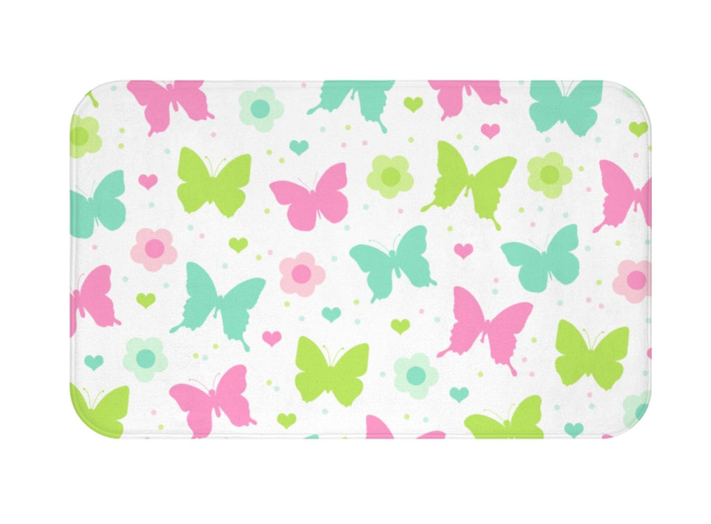 Butterflies and Flowers Shower Curtain, Bath Mat Towels S174