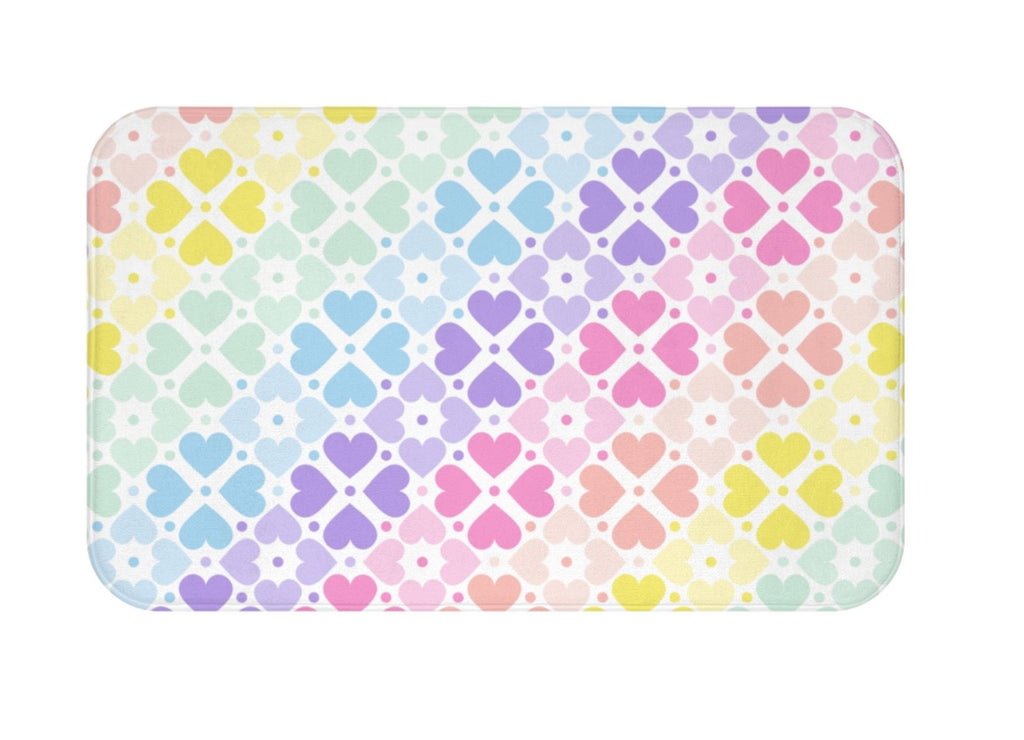 Rainbow Hearts Kids Shower Curtain Bath Mat S165