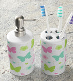 Butterflies and Flowers Shower Curtain, Bath Mat Towels S174