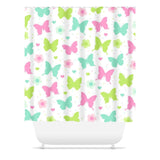 Butterflies and Flowers Shower Curtain, Bath Mat Towels S174