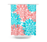 Coral Teal Floral Shower Curtain Bath MAt Towels P116
