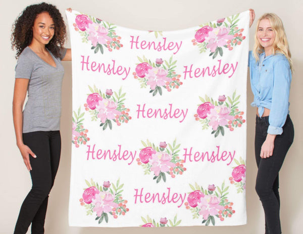 Baby Blanket Personalzed Grl Floral Blanket Baby Grl