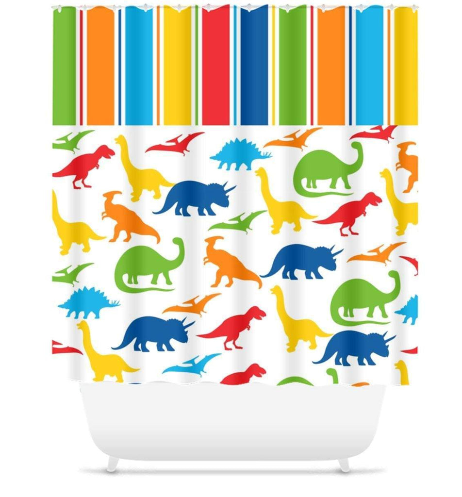 Dinosaur Shower Curtain Dinosaur Bathroom Decor Dinosaur Kids Shower Curtain Boy Bathroom Bath Mat Towel Red Green Orange Yellow S102