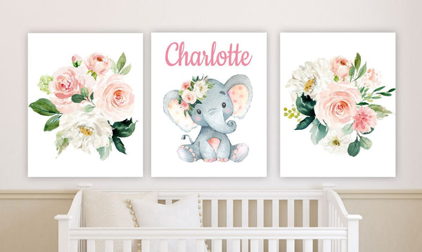 Custom Elephant Wall Decal Sticker For Nursery - Personalized Name & Initial, Baby Shower Decor
