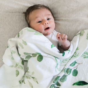 Eucalyptus Leaves Baby Blanket Gender Neutral Girl Boy Baby Shower Gift-Sweet Blooms Decor
