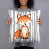 Fox Nursery Throw Pillow Gray Orange Birch Tree Woodland Baby Boy Bedroom Decor Bedding Baby Shower Gift Newborn Decorative Cushion 185-Sweet Blooms Decor