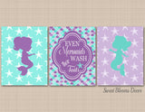 Mermaids Shower Curtain SistersTwins Bathroom Decor Custom Mermaid Shower Curtain Purple Teal Aqua Mermaid Wall Art Girl Bathroom S104