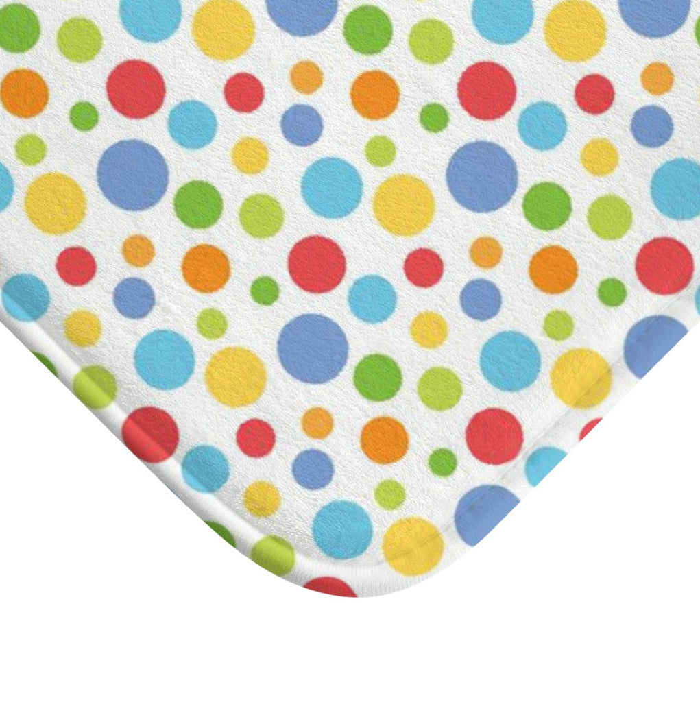 Polkadots Shower Curtain Baby Boy Polka Dots Circles Bathroom Bath Mat Towel Modern Blue Green Yellow Shower Curtain Guest Bathroom S152