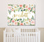 Floral Girl Nursery Name Sign Wall Art Blush Pink Gold Coral Flowers  Bedroom Decor Monogram Personalized Baby Shower Gift CANVAS C859