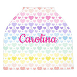 Rainbow Hearts Baby Car Seat Canopy Cover Purple Pink Teal Monogram Baby Shower Gift Shopping Cart Highchair Nursing Privacy Cover C110