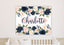 Navy Blush Pink Floral Girl Nursery Name Sign Flowers Over The Crib Wall Art Bedroom Decor Personalized Baby Shower Gift CANVAS C977