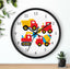 Construction Trucks Wall Clock, Transportation Dump Truck Mixer Digger Kids Boy Bedroom Wall Decor T113