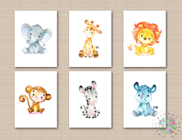 Safari jungle animals nursery prints clearance