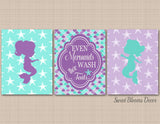 Mermaids Bathroom Wall Art Mermaid Bathroom Decor Purple Teal Aqua Scales Even Mermaids Wash Their Tails UNFRAMED PRINTS or CANVAS B164-Sweet Blooms Decor