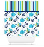 Nautical Shower Curtain Whale Shower Curtain Boat Anchor Navy Green Shower Curtain Whale Bathroom Decor Nautical Boy Bathoom Decor Art S107