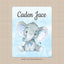 Personalized  Elephant Baby Boy Name Blanket Blue Gray Elephant Baby Boy Blanket Monogram Name Custom Blanket Baby Shower Gift B783