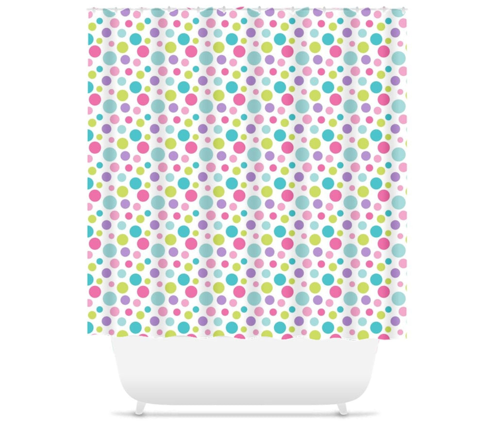Polkadots Shower Curtain Baby Girl Polka Dots Circles Bathroom Bath Mat Towel Modern Pink Purple Teal Shower Curtain Guest Bathroom S151