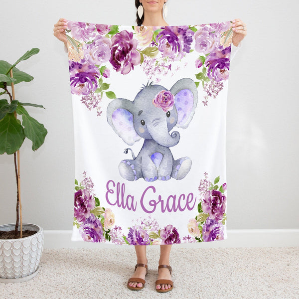 Elephant personalized baby blanket on sale