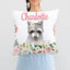 Raccoon Nursery Pillow with Blush Pink Flowers P263