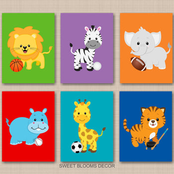 Safari Animals Sports Nursery Wall Art Future All Star Neutral Baby Boy Bedroom Decor Football Soccer Baseball Hockey 867-Sweet Blooms Decor