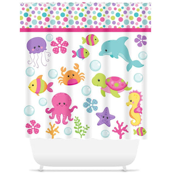Sea Animals Shower Curtain Sea Animals Bathroom Under The Sea Shower Curtain Sea Animals Bathroom Decor Towel Pink Purple Teal S112