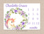 Unicorn Milestone Blanket Purple Lavender Floral Wreath Girl Monthly Growth Tracker Newborn Girl Name Blanket Flowers Baby Shower Gift B878