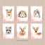 Woodland Animals Girl Nursery Wall Art Watercolor Pink Coral Blush Floral Modern Boho Flowers Gift Baby Room Decor  C8116