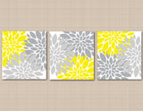 Yellow Gray Floral Wall Art Yellow Gray Bathroom Wall Art Yellow Gray Wall Decor Yellow Gray Bedroom Decor Yellow Nursery Decor H117-Sweet Blooms Decor