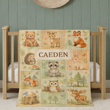 Woodland Animals Patchwork Baby Blanket